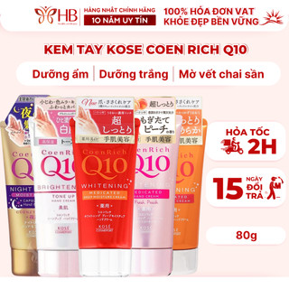 Kem dưỡng da tay Kose Coen Rich Q10 80g Nhật Bản, dưỡng ẩm, dưỡng trắng, xóa mờ vết chai cho da tay mềm mại, Mỹ Phẩm HB