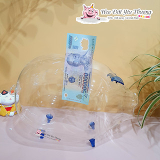 Heo thủy tinh tiết kiệm vàng vỉ sjc ống heo đựng nhẫn vàng, tiền size 3 to nhất