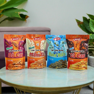 Snack bánh tráng nướng tẩm vị không chiên bò cay, rong biển , gà cay , mắm tỏi rico 35 gram