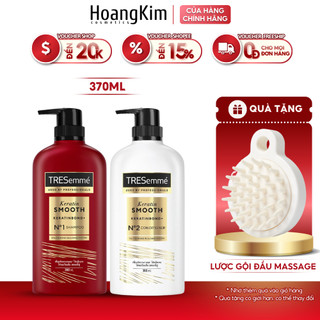 Combo Dầu gội, Dầu xả TRESEMME Keratin Smooth Dưỡng tóc khô xơ rối công thức chuẩn salon Vào nếp suôn mượt 370ml