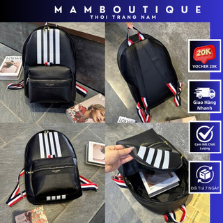 Balo Đi Học Nam Nữ Thom Browne 4 Vạch Trắng Cực Đẹp . Balo Da Nam Nữ Thời Trang 4 Vạch Trắng Xịn Sò