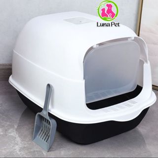 Nhà vệ sinh cho mèo có nắp đậy chống văng TẶNG XẺNG LunaPet NVS03 - nhà vệ sinh cho mèo lớn gía rẻ