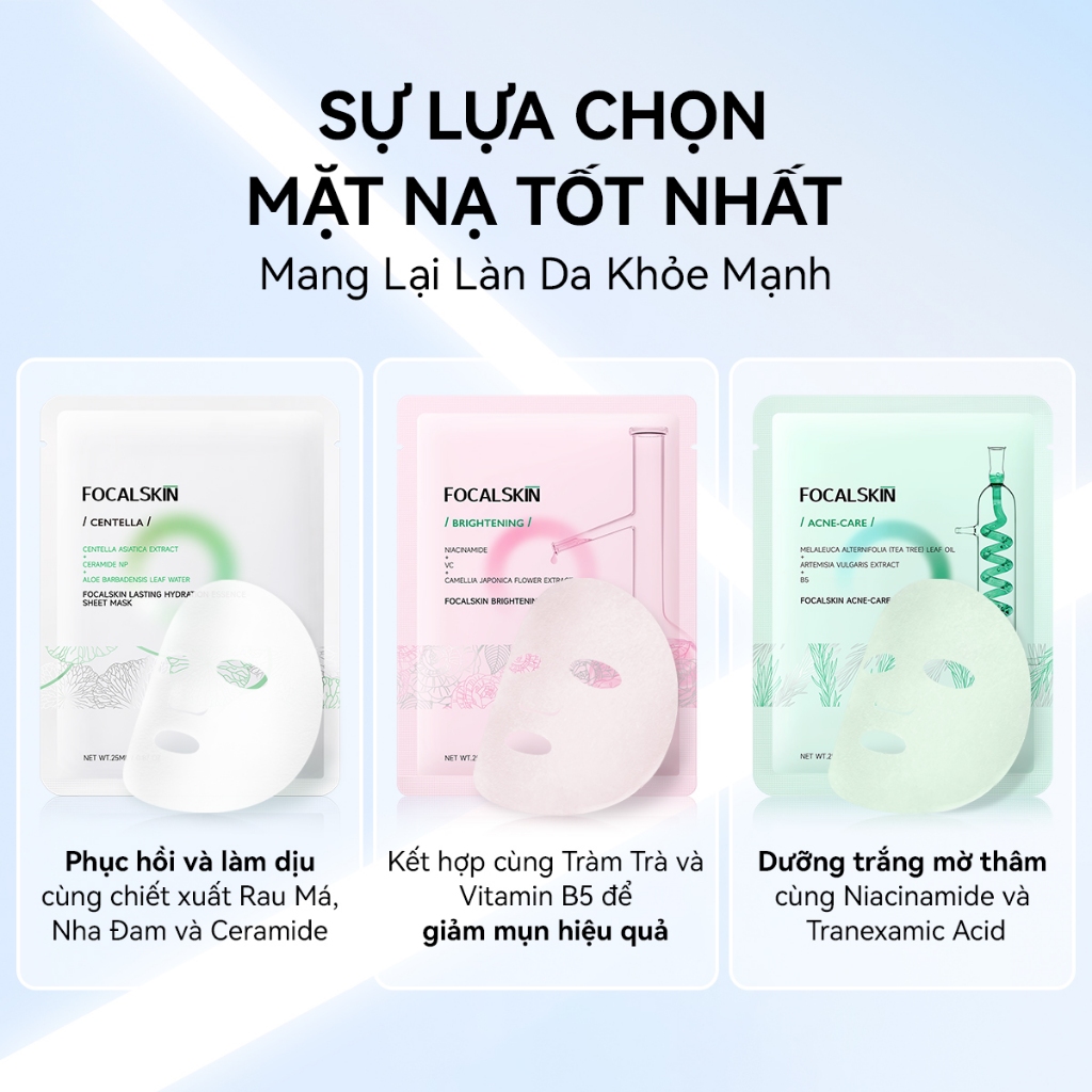 【COMBO 10 MẶT NẠ】FOCALSKIN Mặt Nạ Giấy B5 RAU MÁ 5X Ceramide 5X Cấp Ẩm Phục Hồi Da Tổn Thương 25ml | BigBuy360 - bigbuy360.vn