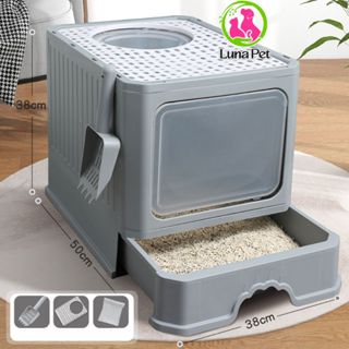 Nhà vệ sinh cho mèo có cửa cỡ lớn Luna Pet NV04 - Nhà vệ sinh mèo có nắp đậy chồng văng