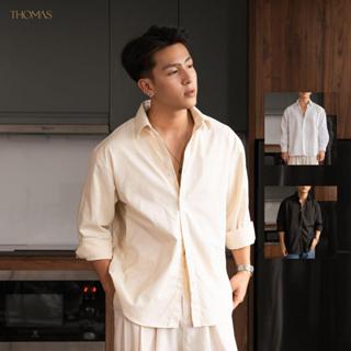  Áo Sơ Mi Nam Dài Tay Linen Cao Cấp THOMAS Kevin Oversize Linen Shirt Màu Trơn Thomas Stu SM12 