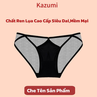 Quần Lót Nữ KAZUMI, Quần Chip Chất Ren Lụa Siêu Dai Mềm Mại Đáy Cotton Thấm Thoáng A34