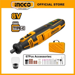 Máy mài khuôn Ingco mini cầm tay dùng pin 8V Ingco CMGLI0801 tốc độ không tải 5000-28000 vòng/phút, cáp sạc USB Typec