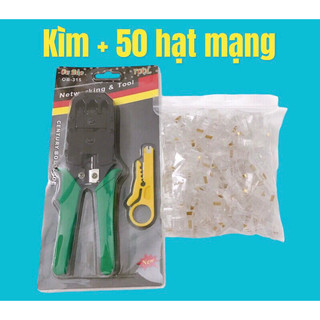 Combo: Kìm Bấm Dây Mạng Và 50 Hạt Mạng RJ 45