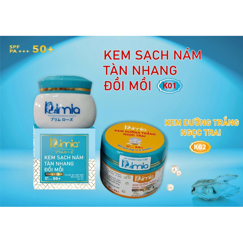 KEM KIMIA NGỌC TRAI SẠCH NÁM TÀN NHANG ĐỒI MỒI DƯỠNG TRẮNG NGỌC TRAI CẶP NGÀY ĐÊM SPF50+/ PA+++