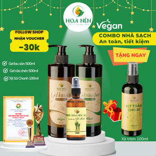 Combo Rửa Chén, Lau Sàn, Xịt Sả - Sạch an toàn tiết kiệm - Hoa Nén - Vegan - 500ml