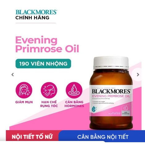 [ Date xa] Tinh dầu hoa anh thảo Evening Primrose Oil Blackmores Úc 190 viên, hỗ trợ cân bằng nội tiết tố, làm đẹp da