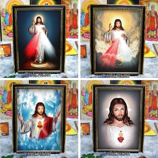 (NHIỀU MẪU)Tranh (Công Giáo) Chúa Jesus 36x48cm bằng vải phủ bóng khung composite xịn xò.