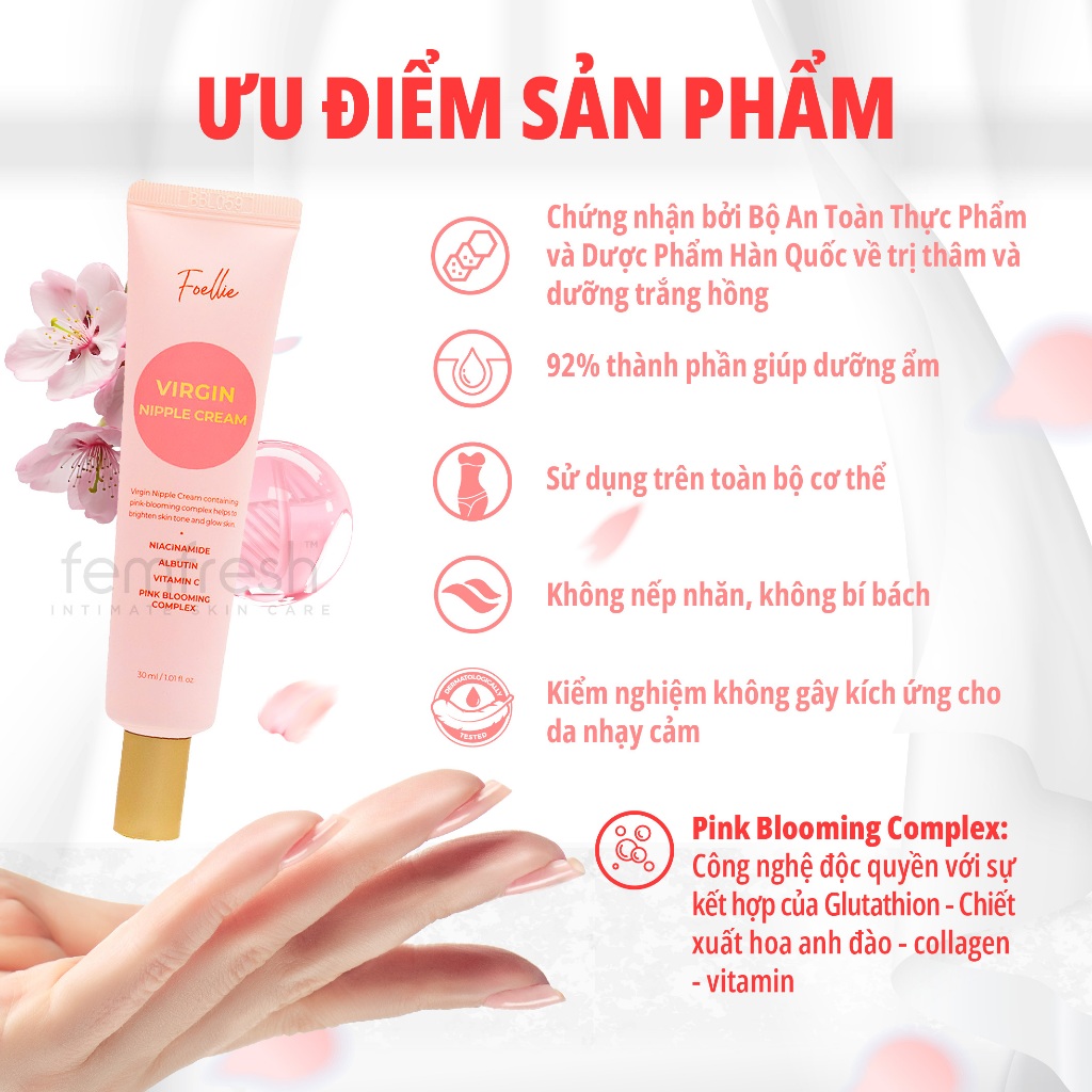 [COMBO TỰ TIN] Xịt Thơm Mát, Khử Mùi Vùng Kín Femfresh + Kem làm hồng vùng kín Foellie combo giúp chị em toả sáng