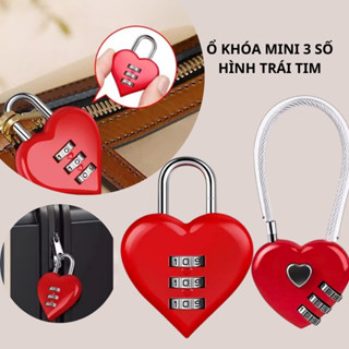  Ổ khóa mini 3 số hình trái tim khóa vali balo du lịch chống trộm 