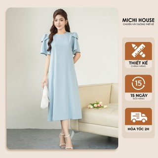 Đầm Suông MICHI House Váy Xuông Công Sở Dáng Dài Qua Gối Freesize V727