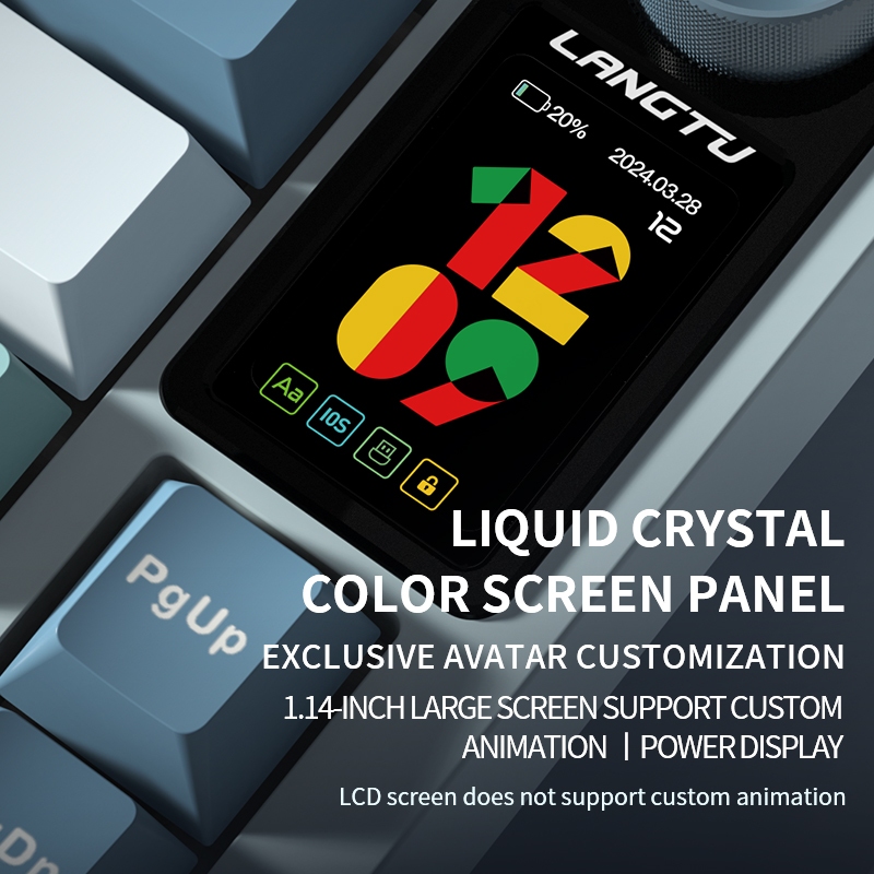 [Mới] Bàn phím cơ không dây hotswap LANGTU LT75 GASKET RGB Màn hình điện tử núm xoay | BigBuy360 - bigbuy360.vn