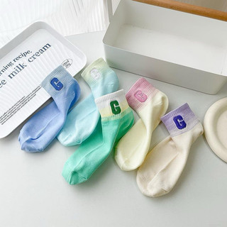 Sét 5 đôi tất Cổ trung phong cách Hàn Quốc, chất liệu vớ cotton co dãn 4 chiều