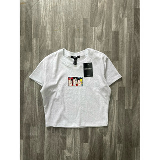 Áo thun crop top thêu Lufy anime thun cotton