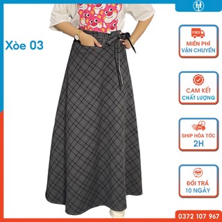  Chân váy chống nắng xòe cột dây vải kaki cotton mềm mát, không bị rút khi giặt H&T FASHION