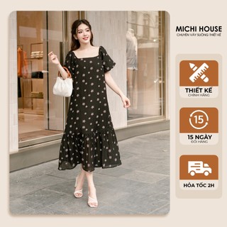 Đầm Suông Hoa MICHI House Váy Xuông Maxi Đuôi Cá Dáng Dài Vintage Freesize V705