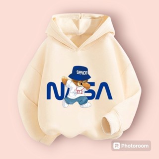 Áo Hoodie Trẻ Em Ép Nhiệt Hình Gấu NASA đơn giản dễ thương dành cho bé, chất vải nỉ cotton mềm mịn