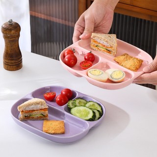 Khay sứ pastel chia ngăn ăn kiêng tiện lợi, đĩa vuông 3 ngăn cho bé ăn dặm - Bát đĩa sứ cao cấp không chì