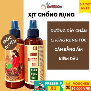 Xịt chống rụng tóc, dưỡng tóc dày gốc, bưởi, hương nhu, bảo vệ tóc khỏi nhiệt, mềm mượt QUÊ MỘT CỤC 100ml