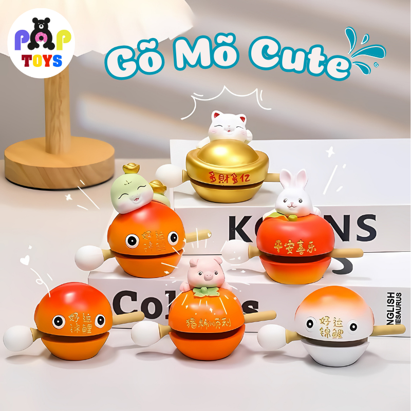 Đồ Chơi Xả Strees Gõ Mõ Mèo Thần Tài, Heo Hồng, Thỏ Trắng Tụng Kinh Giải Nghiệp Cực Đáng Yêu Âm Than