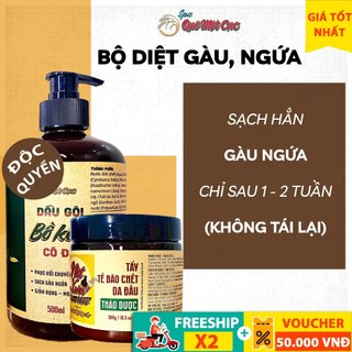 Combo sạch gàu, ngứa sau 3 tuần: dầu gội bồ kết cô đặc; tẩy tế bào chết da đầu Spa Quê Một Cục