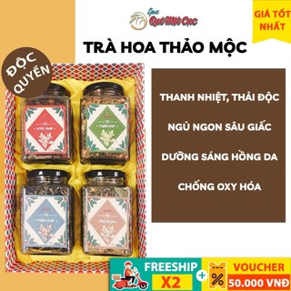 Trà hoa thảo mộc, hoa cúc, hồng, nhài, đậu biếc sấy khô thanh nhiệt, giảm cân, ngủ ngon QUÊ MỘT CỤC 50g (handmade))
