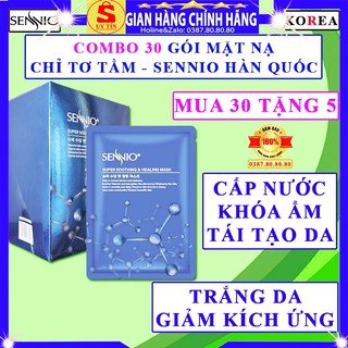 COMBO 30 GÓI mặt nạ chỉ tơ tằm Sennio hàn quốc chính hãng dưỡng ẩm trắng da tái tạo phục hồi da giảm kích ứng màu xanh