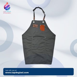 Tạp dề yếm pha chế phối da vải kaki cotton dành cho Nam Nữ phục vụ đồng phục