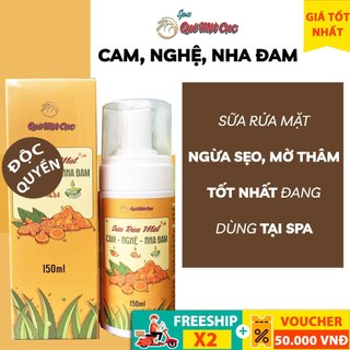 Sữa rửa mặt nghệ, nha đam, cam ngăn mụn, sẹo, làm sáng đều màu và cân bằng PH, Quê Một Cục, 150ml (dạng bọt)