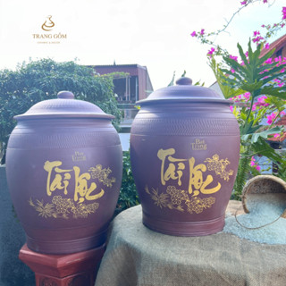 Chum đựng gạo, hũ gạo tài lộc, chum gạo phong thuỷ gốm sứ Bát Tràng loại 1