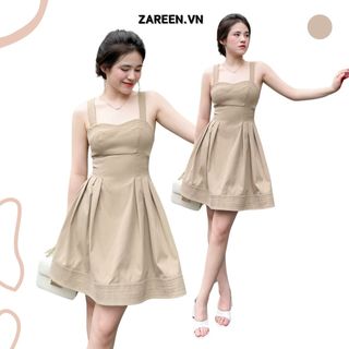 ZAREEN | ĐẦM TIỆC DÁNG XÒE 2 DÂY ZAREEN DAX60 NÂU
