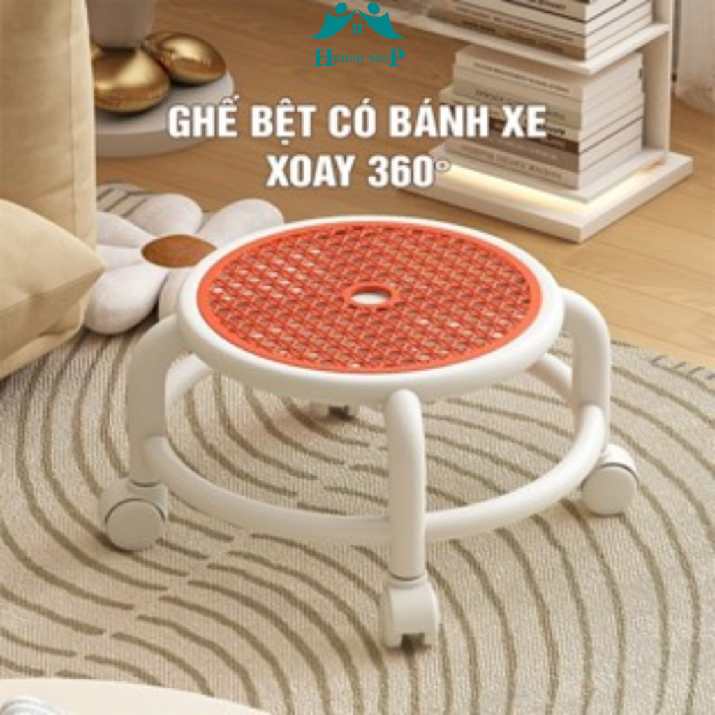 Ghế ngồi bệt đóng hàng, ghế bệt thoáng khí, ghế có bánh xe, ghế tròn xoay 360 độ chắc chắn HOMIE