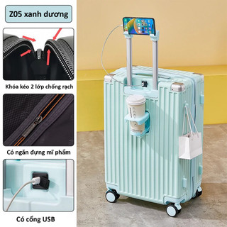 Vali du lịch vali kéo cao cấp z05 size20/24inch, vali kéo thời trang hót nhất 2024 bảo hành 5 năm