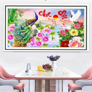 Tranh đính đá Cha Mẹ - VS252 (75x45cm), chưa đính đá