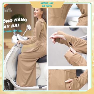 Áo Chống Nắng Nữ Toàn Thân 2 Lớp Dáng Dài cản tia UV, tản nhiệt 2 bên sườn(kèm khẩu trang)