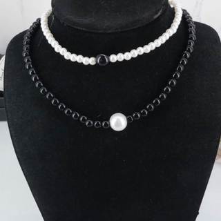 Vòng cổ choker ngọc đen trắng nổi bật - LD012