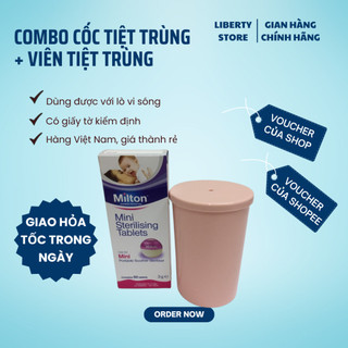 Combo cốc tiệt trùng Herlife + viên tiệt trùng Milton, dùng cho cốc nguyệt san, Hàng chính hãng.