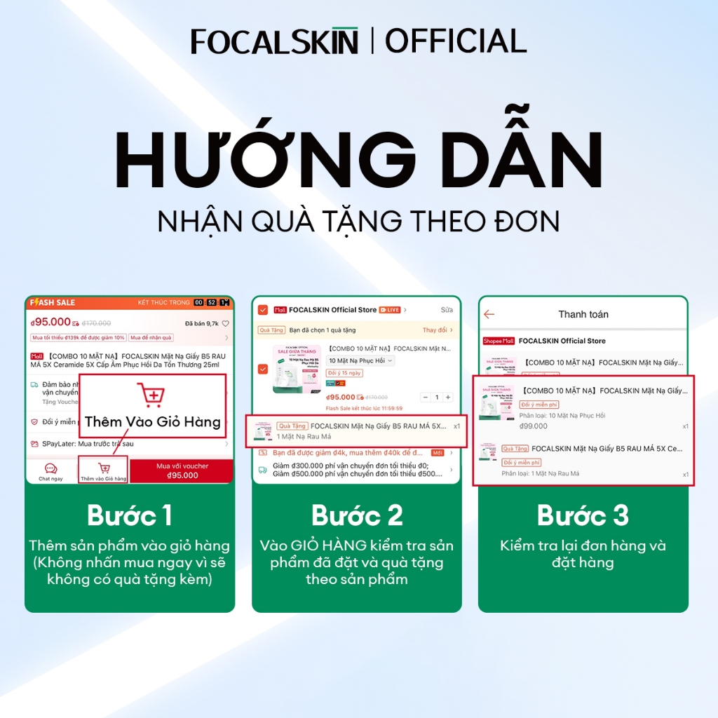 【COMBO 10 MẶT NẠ】FOCALSKIN Mặt Nạ Giấy B5 RAU MÁ 5X Ceramide 5X Cấp Ẩm Phục Hồi Da Tổn Thương 25ml | BigBuy360 - bigbuy360.vn