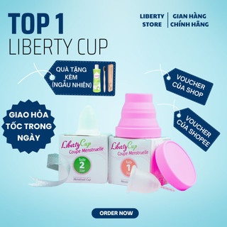 Combo Cốc nguyệt san Liberty Cup + cốc tiệt trùng, hàng Nhập khẩu chính hãng, độ mềm lý tưởng