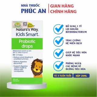 Men vi sinh cho bé Nature's Way Kids Smart Drops Probiotic 20ml giúp hỗ trợ tiêu hoá, tăng cường miễn dịch