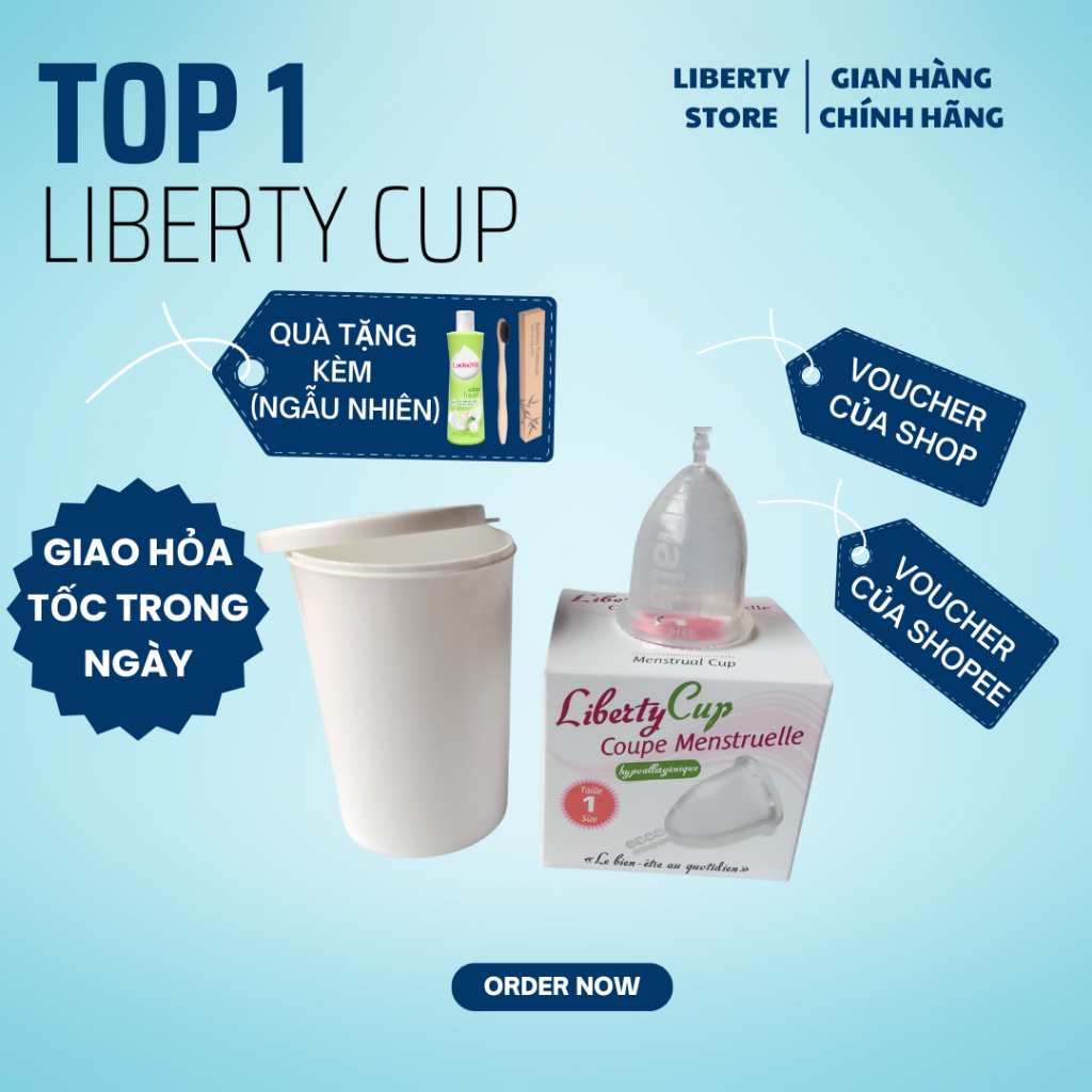 Combo Cốc nguyệt san Liberty Cup và Cốc tiệt trùng Herlife, hàng chính hãng