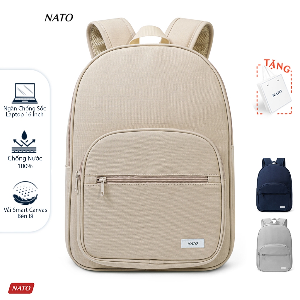 Balo NATO® "School - Backpack" Sợi Vải Smart Canvas Cao Cấp Đựng Laptop 16 Inch Nam Nữ Đẹp Đi Học