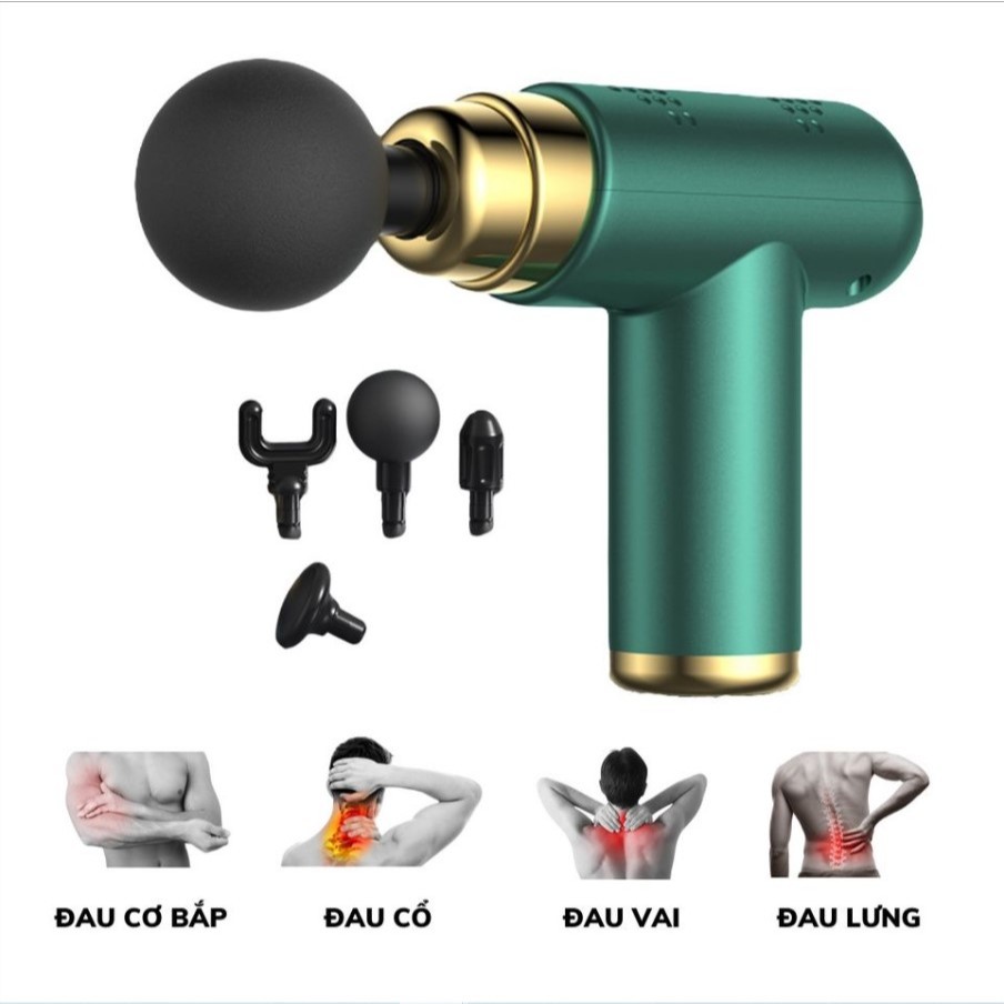 Xúng massage cầm tay Massage Gun KH OSK-802 ( 4 ĐẦU, 6 CHẾ ĐỘ ) Công nghệ cao máy mát xa toàn thân n