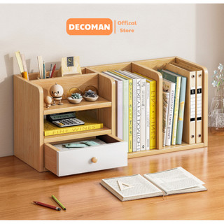 Kệ giá sách gỗ MDF decor để bàn học, làm việc mini đựng đồ, sách vở phong cách hàn quốc thương hiệu DECOMAN - D08