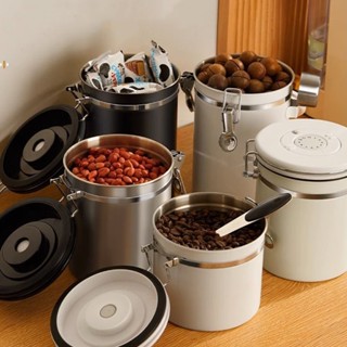 Sẵn sàng giao hàng /thép không gỉ hộp đựng  hạt cà phê kín Hộp đựng thực  Hộp đựng hạt cà phê coffee bean can