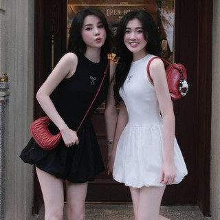 Váy In Nơ Dáng Ngắn Xòe Bồng Hottrend Đi Chơi Hẹn Hò Cực Xinh